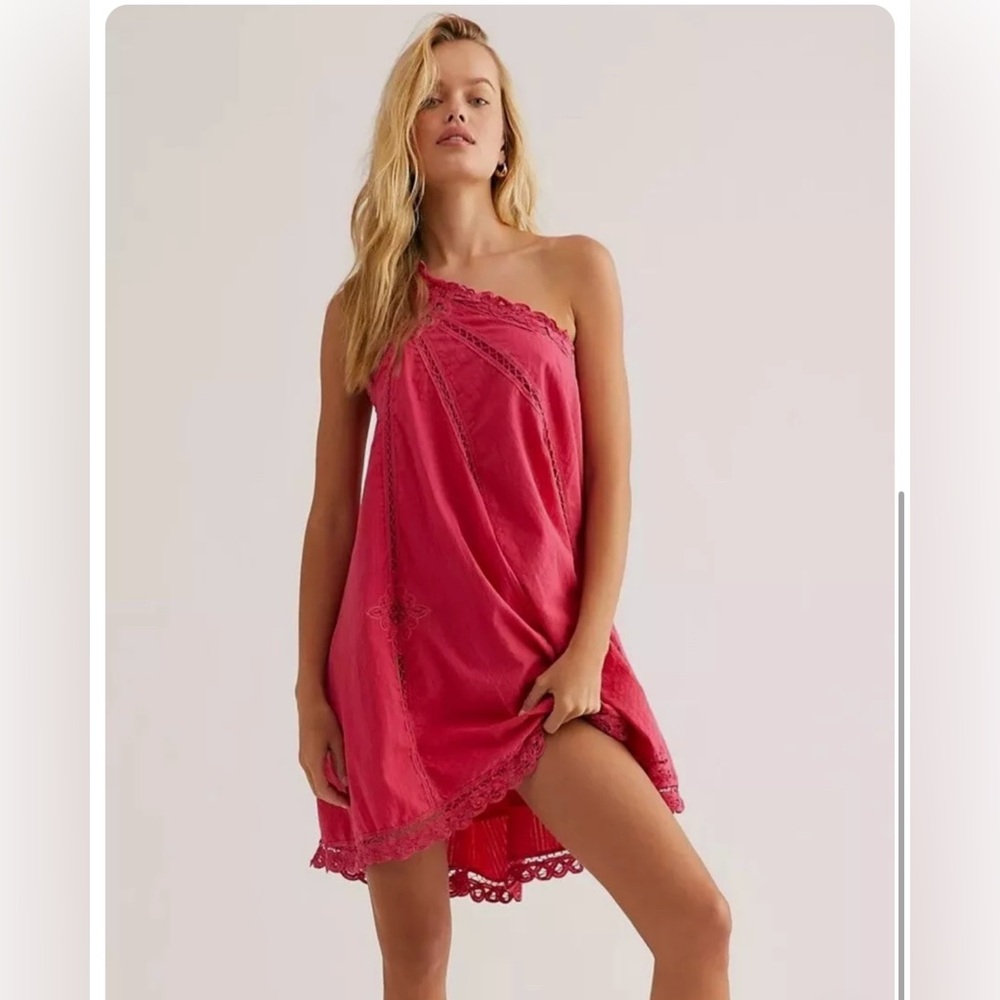 Free People Billie Battenburg One Shoulder Mini Dress